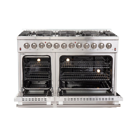 Forno Galiano 48-Inch Freestanding Dual Fuel Range, 8 Burners, Double Convection Ovens FORNO