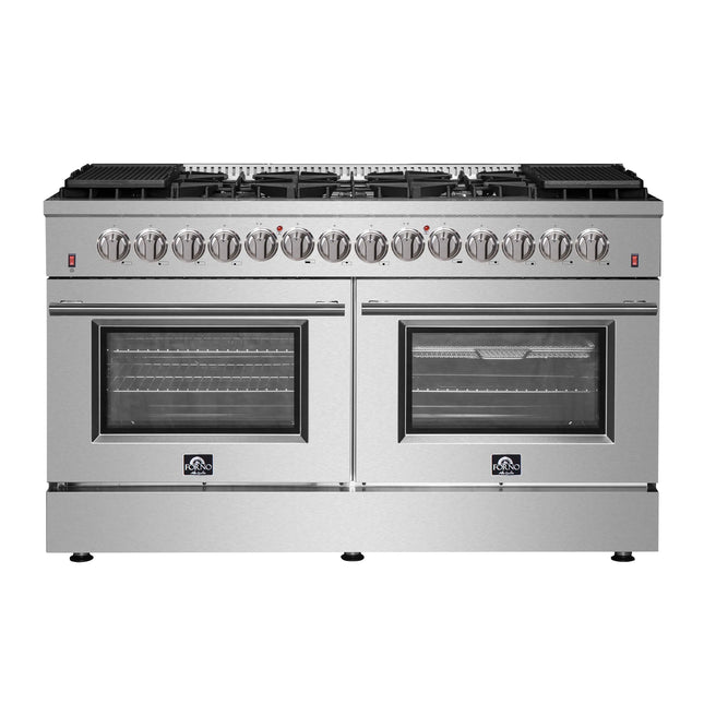 Forno Galiano 60-Inch Freestanding Dual Fuel Range, 10 Burners, Double Convection Ovens FORNO