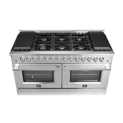 Forno Galiano 60-Inch Freestanding Dual Fuel Range, 10 Burners, Double Convection Ovens FORNO