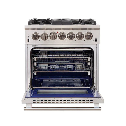 Forno Capriasca 30-Inch Freestanding Dual Fuel Range, 4 Burners, True Convection Oven FORNO