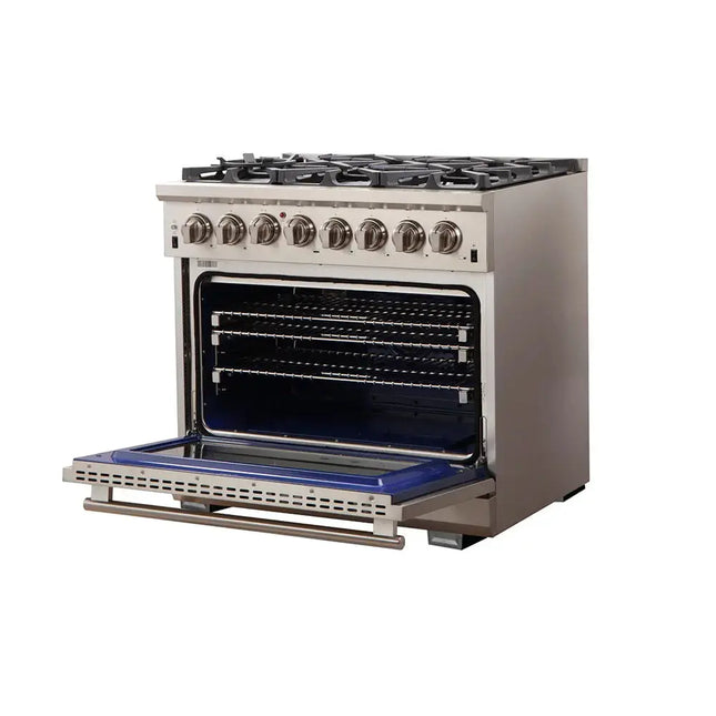 Forno Capriasca 36-Inch Freestanding Dual Fuel Range, 6 Burners, True Convection Oven FORNO