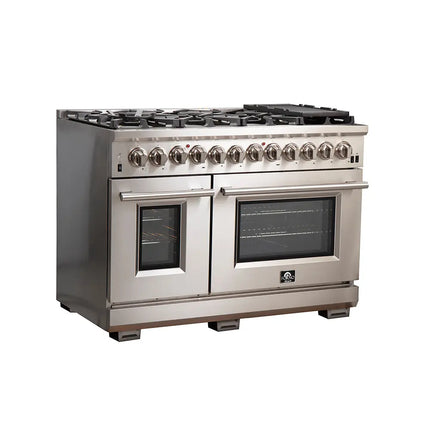 Forno Capriasca 48-Inch Freestanding Dual Fuel Range, 8 Burners, True Convection Oven FORNO