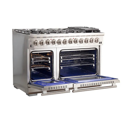 Forno Capriasca 48-Inch Freestanding Dual Fuel Range, 8 Burners, True Convection Oven FORNO