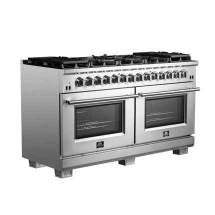Forno Capriasca 60-Inch Freestanding Dual Fuel Range, 10 Burners, True Convection Oven FORNO