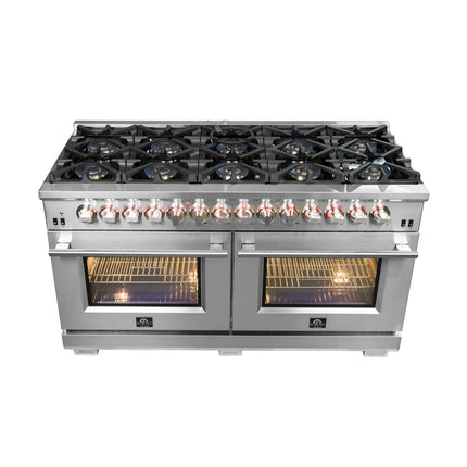 Forno Capriasca 60-Inch Freestanding Dual Fuel Range, 10 Burners, True Convection Oven FORNO