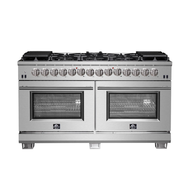 Forno Capriasca 60-Inch Freestanding Dual Fuel Range, 10 Burners, True Convection Oven FORNO