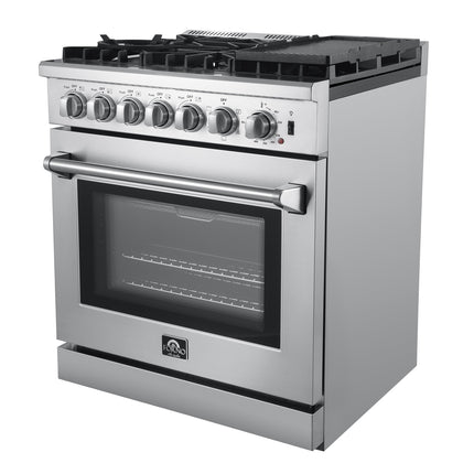 Forno Lazio 30-Inch Freestanding Dual Fuel Range, 5 Burners, True Convection Oven FORNO
