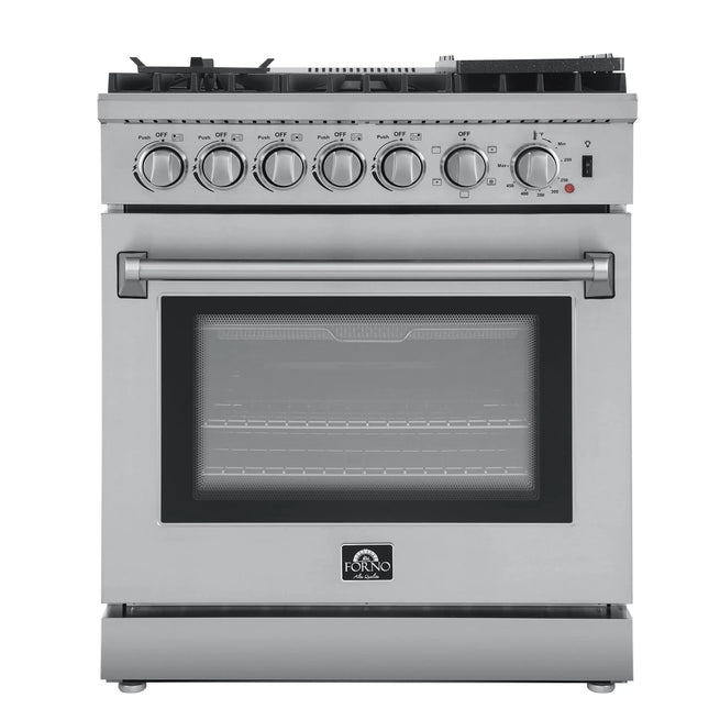 Forno Lazio 30-Inch Freestanding Dual Fuel Range, 5 Burners, True Convection Oven FORNO