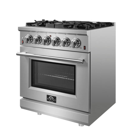 Forno Massimo 30-Inch Freestanding Gas Range, 5 Burners, True Convection Oven FORNO