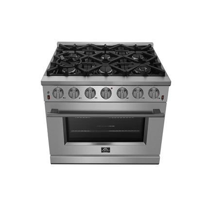 Forno Massimo 36-Inch Freestanding Gas Range, 6 Sealed Burners, Convection Oven, Energy Efficient FORNO