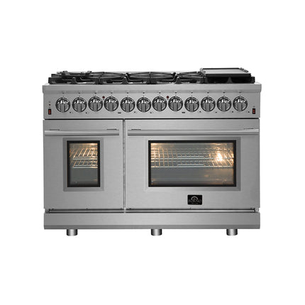 Forno Massimo 48-Inch Freestanding Gas Range, 8 Burners, True Convection Oven FORNO