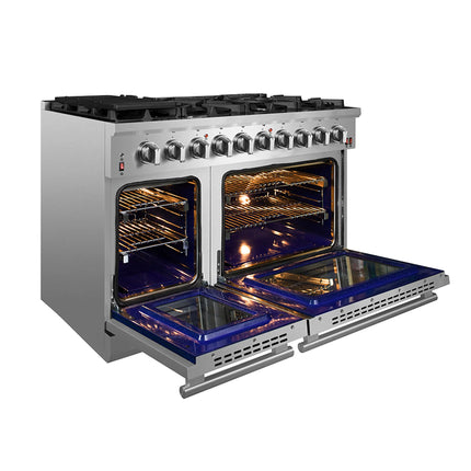 Forno Massimo 48-Inch Freestanding Gas Range, 8 Burners, True Convection Oven FORNO