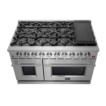 Forno Massimo 48-Inch Freestanding Gas Range, 8 Burners, True Convection Oven FORNO