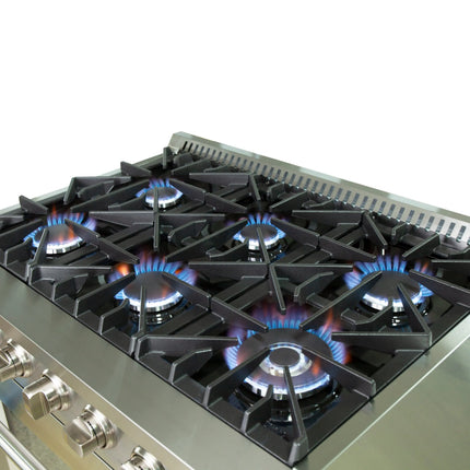 Forno Galiano 36-Inch Freestanding Gas Range, Stainless Steel, 6 Burners, Energy Efficient FORNO