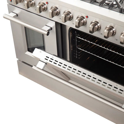 Forno Galiano 48-Inch Freestanding Gas Range, Stainless Steel, 8 Burners, 107,000 BTU, Griddle, Double Ovens, Energy Efficient FORNO