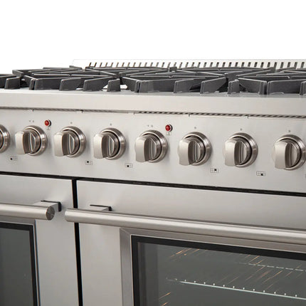 Forno Galiano 48-Inch Freestanding Gas Range, Stainless Steel, 8 Burners, 107,000 BTU, Griddle, Double Ovens, Energy Efficient FORNO