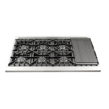 Forno Galiano 48-Inch Freestanding Gas Range, Stainless Steel, 8 Burners, 107,000 BTU, Griddle, Double Ovens, Energy Efficient FORNO