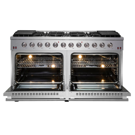 Forno Galiano 60-Inch Freestanding Gas Range, 10 Burners, Double Ovens, Griddle, Energy Efficient FORNO