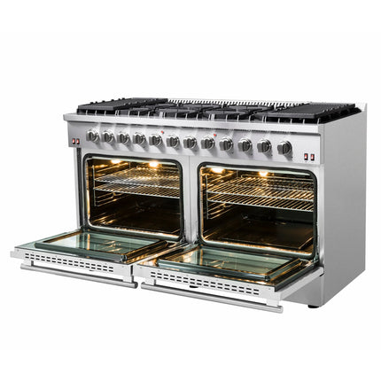 Forno Galiano 60-Inch Freestanding Gas Range, 10 Burners, Double Ovens, Griddle, Energy Efficient FORNO