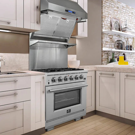 Forno Capriasca 30-Inch Freestanding Gas Range, 4 Burners, True Convection Oven FORNO