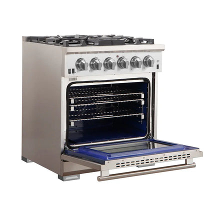 FORNO Premium 2-Piece Kitchen Bundle - Capriasca 30" Stainless Steel Range, Forno Gallipoli 30" French Door Refrigerator with Bottom Freezer 17.5 cu. ft Capacity - FBDL-019-01CAUS FORNO