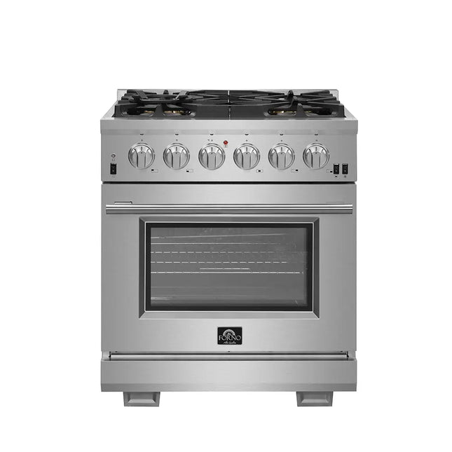 FORNO Premium 2-Piece Kitchen Bundle - Capriasca 30" Stainless Steel Range, Forno Gallipoli 30" French Door Refrigerator with Bottom Freezer 17.5 cu. ft Capacity - FBDL-019-01CAUS FORNO
