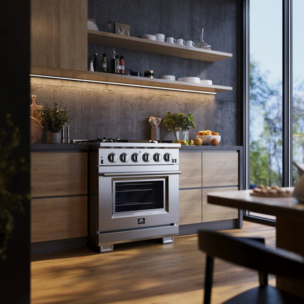 Forno Capriasca 30-Inch Freestanding Gas Range, 4 Burners, True Convection Oven FORNO