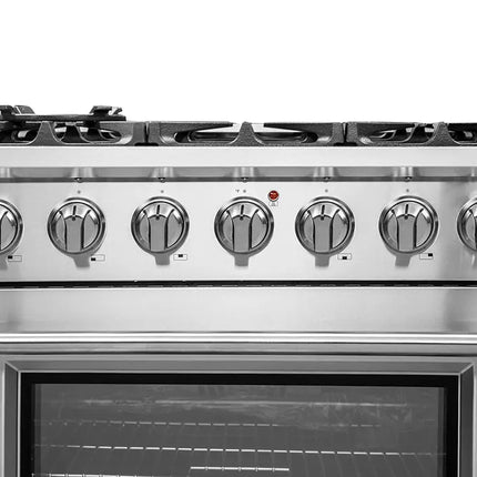 Forno Capriasca 36-Inch Gas Range, Stainless Steel, 6 Brass Burners, 120,000 BTU, Convection Oven, Energy Efficient FORNO