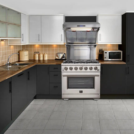 FORNO Premium 2-Piece Kitchen Bundle -Capriasca 36" Stainless Steel Range, Forno Salerno 36" Side by Side Stainless Steel Refrigerator 20 cu.ft - FBDL-019-02CAUS FORNO