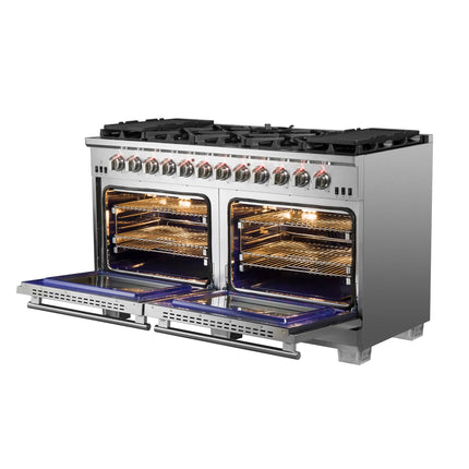 Forno Capriasca 60-Inch Freestanding Gas Range, 10 Burners, True Convection Oven FORNO