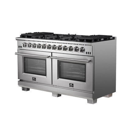 Forno Capriasca 60-Inch Freestanding Gas Range, 10 Burners, True Convection Oven FORNO