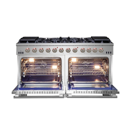 Forno Capriasca 60-Inch Freestanding Gas Range, 10 Burners, True Convection Oven FORNO