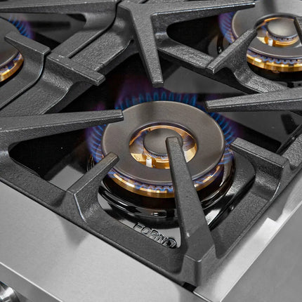 Forno Capriasca 36-Inch Gas Range, Stainless Steel, 6 Brass Burners, 120,000 BTU, Convection Oven, Energy Efficient FORNO