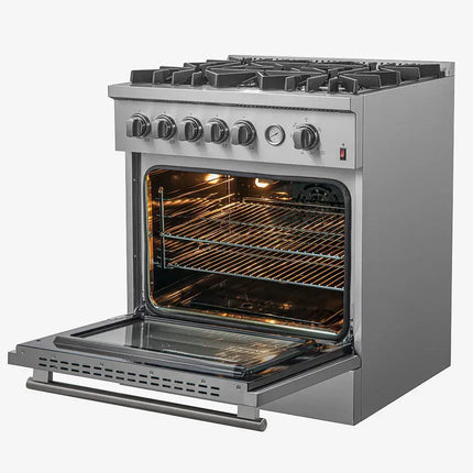 FORNO Giovanni 30-inch Gas Range Stainless Steel, 5 Burners 67,000 BTU, 4.32 cu.ft. Convection Oven FORNO