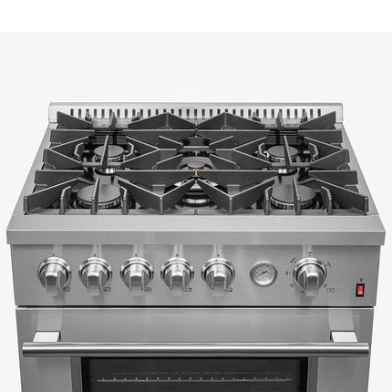FORNO Premium 3-Piece Kitchen Bundle - 30" Gas Range, Bottom Freezer Refrigerator, Built-In Dishwasher, Stainless Steel - FBDL-012-01CAUS FORNO