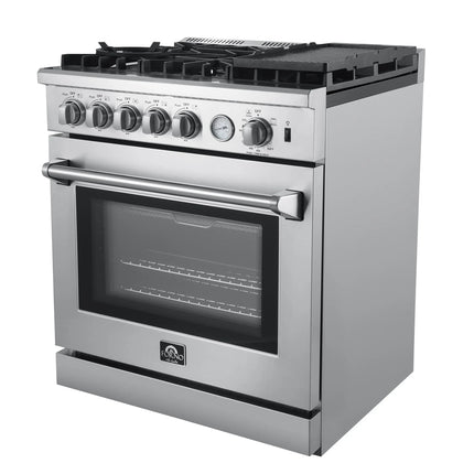 Forno Lazio 30-Inch Freestanding Gas Range, 4 Burners, Convection Oven, Energy Efficient FORNO