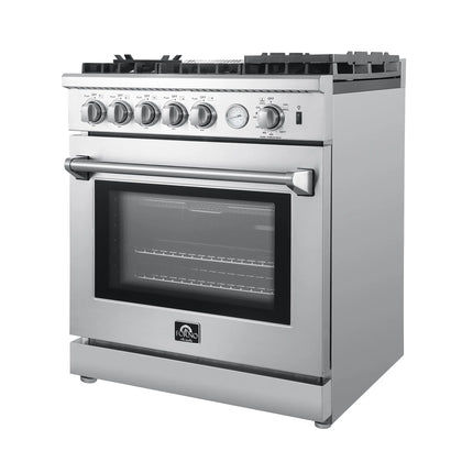 Forno Lazio 30-Inch Freestanding Gas Range, 4 Burners, Convection Oven, Energy Efficient FORNO