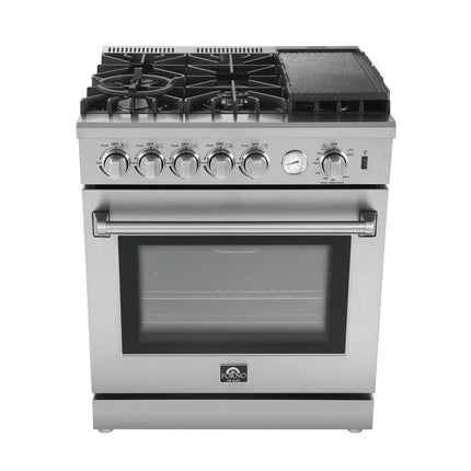 Forno Lazio 30-Inch Freestanding Gas Range, 4 Burners, Convection Oven, Energy Efficient FORNO