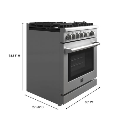Forno Lazio 30-Inch Freestanding Gas Range, 4 Burners, Convection Oven, Energy Efficient FORNO