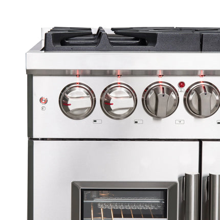 Forno Massimo 30-Inch Freestanding French Door Dual Fuel Range, 4 Burners, True Convection Oven FORNO