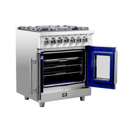 Forno Massimo 30-Inch Freestanding French Door Dual Fuel Range, 4 Burners, True Convection Oven FORNO