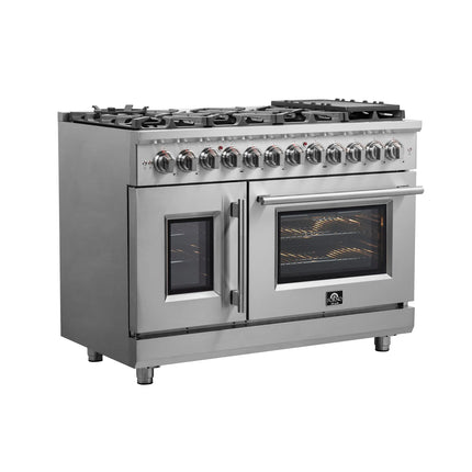 Forno Massimo 48-Inch Freestanding French Door Dual Fuel Range, 8 Burners, True Convection Oven FORNO