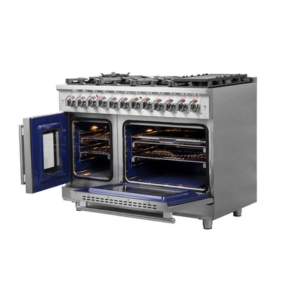 Forno Massimo 48-Inch Freestanding French Door Dual Fuel Range, 8 Burners, True Convection Oven FORNO