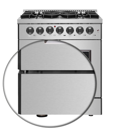 Forno Galiano 30-inch French Door Dual Fuel Range All Stainless Steel, 5 Sealed Burners 68,000 BTU, 4.32 cu.ft. True Convection Oven FORNO