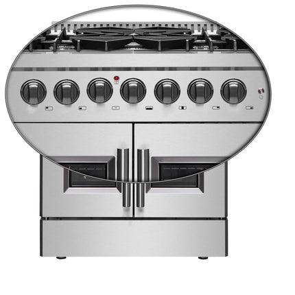 Forno Galiano 30-inch French Door Dual Fuel Range All Stainless Steel, 5 Sealed Burners 68,000 BTU, 4.32 cu.ft. True Convection Oven FORNO