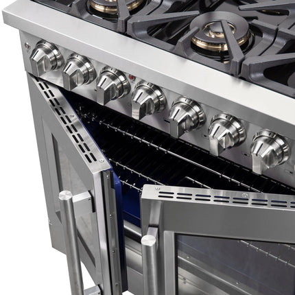 Forno Capriasca 36-Inch Freestanding French Door Dual Fuel Range, 6 Burners, True Convection Oven FORNO