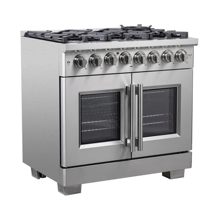 Forno Capriasca 36-Inch Freestanding French Door Dual Fuel Range, 6 Burners, True Convection Oven FORNO