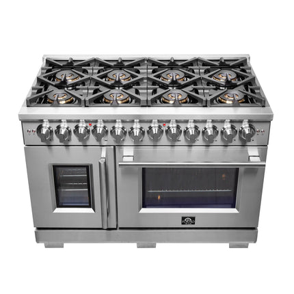 Forno Capriasca 48-Inch Freestanding French Door Dual Fuel Range, 8 Burners, True Convection Oven FORNO