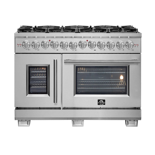 Forno Capriasca 48-Inch Freestanding French Door Dual Fuel Range, 8 Burners, True Convection Oven FORNO