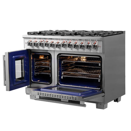Forno Capriasca 48-Inch Freestanding French Door Dual Fuel Range, 8 Burners, True Convection Oven FORNO
